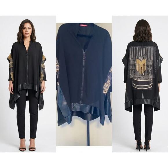 d square Tops - D Square Black & Gold Blouse - Satin Details, Zipper Front